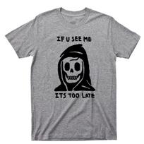 Grim Reaper T Shirt If You See Me It's Too Late Costume Necklace Ring Tattoo Tee M