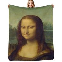 Mona Lisa Throw Blanket Stylish Warm Blanket for Living Room Bedroom Size: 75*100cm, Weight: 230 GSM