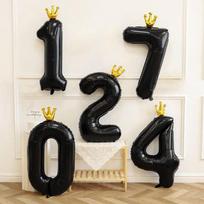 MODUO 40-inch Black Crown Number 3 Birthday Balloon Photo Prop Party Decoration