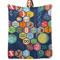 Math in color (blue) Throw Blanket Stylish Warm Blanket for Living Room Bedroom Size: 75*100cm, Weight: 230 GSM