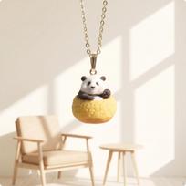 Panda Pendant Necklace Cute with Playful Jewelry for Girls, Teens, Everyday 38+7cm Waving