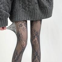 Retro Hollow Lace Floral Stockings Spicy Girl Jacquard Mesh Socks Jk Lolita Stockings Pantyhose Black Sexy Fishing Mesh Socks One Size