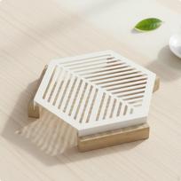 AntiScald Countertop Mat Versatile Carbon Steel Heat Pad Easy to Clean Wooden Leg for White with Bamboo Feet