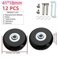 12Pcs/Set Suitcase Parts Axles Dia40/45/50/60/70/90mm Silent Travel Luggage Wheels Casters Repair Replacement Axles Repair Kit