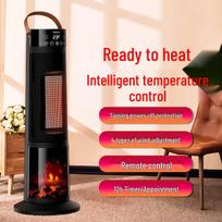 Išmanusis vertikalus elektrinis šildytuvas su balso valdymu, liepsnos imitacija ir nuotolinio temperatūros valdymu black