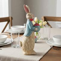 Easter Bunny Figurine Antique Finish Resin Hare Statue Rustic Vintage Ornament for Tabletop, 9CM