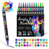 Acrylic Paint Markers (1.5mm round tip, double-ended), 24/36/48 colors, water-based, under $5 — compatible with DIY craft & art supplies