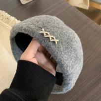 Metal Label Woolen Berets Solid Color Newsboy Hat Casual Artist Cap  Autumn/Winter pilka