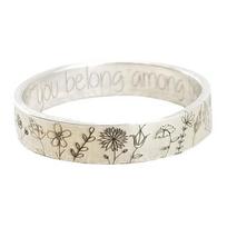 Finger Ring Flowers Lovers Pattern Exquisite Dandelion Lettering Ring for Dating US 7 sidabras