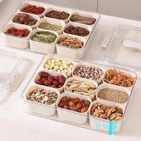 Seasoning Box Kitchen Sealed Spice Storage Box Food Grade Transparent Seasoning Box Refrigerator Fresh-Keeping Box With Handle YLE590 9 grids