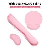 Ergonomic Memory Foam Keyboard Wrist Rest Mouse Wrist Rest Mouse Pad Set with  Fabric Anti slip Rubber Base Rose Red rožinė raudona spalva