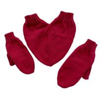 3Pcs Couple Hand Holding Mittens Heart Shape Shared Glove Two Person Gloves Romantic Knit Fingerless raudona