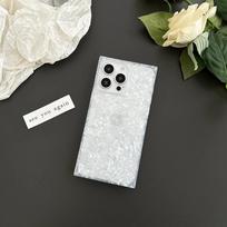 Stilingas iliuzinės spalvos kriauklių rašto stačiakampis dėklas-dangtelis iPhone 17 16 15 14 13 Pro Max apsaugai nuo smūgių TPU&iPhone17 Pro balta