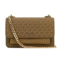 MICHAEL KORS Claire brand logo printed magnetic closure leather crossbody shoulder bag women's light brown ruda