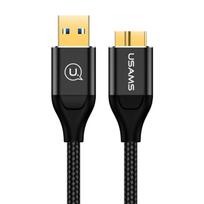 USAMS Braided U19 USB 3.0 microUSB B cable for external hard drive, 2m, black SJ273USB01 (US-SJ273)