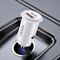 USAMS USB Charger USB+USB-C C12 30W 5V-3A (plug only) QC4.0 Qualcomm+PD3.0 5A Fast Charge white CC86TC02 (US-CC086)
