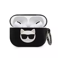 Karl Lagerfeld KLACAPSILCHBK AirPods Pro Case, Black Silicone, Choupette