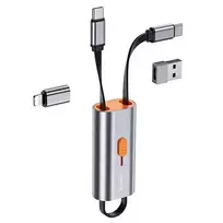 USAMS 4-in-1 Adapter 2xUSB-C | USB-C to USB-A | USB-C to Lightning 60W steel | steel SJ560USB01 (US-SJ560)
