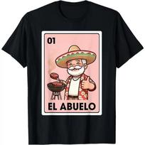 [100%25 Cotton] El Abuelo Grilling Grandpa Mexican Bingo Card Unisex T-Shirt XXXL