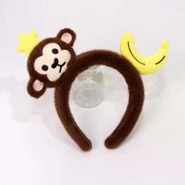 Plaid Bow Red Plush Headband Moon Cartoon Monkey Hairband Sweet Dachshund Hair Hoop  Women kava