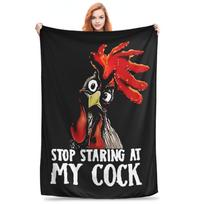 Animals - Stop Staring At My Cock - Gangster Chicken Blankets Breathable Flannel Sofa Throw Blanket for Home Bedroom Travel Size: 75*100cm, Weight: 230 GSM