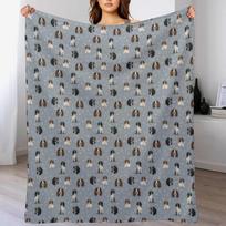 The Springer Spaniel Blue Throw Blanket Anti Shedding Soft Fuzzy Blanket for Home Size: 75*100cm, Weight: 230 GSM