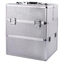 Sunone kuferek kosmetyczny xl srebrny z cyrkoniami silver na lakiery lampę 35x25x42cm