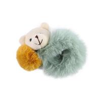 New Girls Scrunchie Cute Lovely Plush Bear Hair Accessories Ponytail Holder Hair Rope Rubber Bands žalia