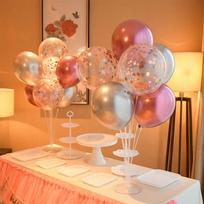 Qingwei Balloon Table Set of 2 Including Balloons And Pump, Birthday Decoration, Proposal Setup, Pink