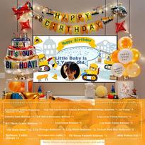 Domeyi Birthday Scene Decoration Boy Birthday Balloon Props Atmosphere Setup Party Decoration Construction Vehicle Deluxe Edition