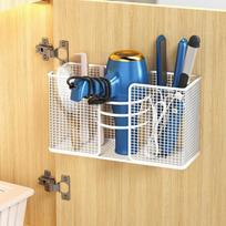 No-Drill Hair Dryer Storage Holders Iron Comb Curling Storage Rack Plastic Wrap Holder  Cabinet White Style A