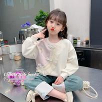 Magic Childhood Girls' Chinese Style Pullover Sweatshirt 130 smėlis