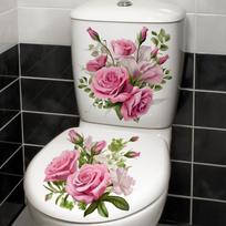 Waterproof Pink Rose Toilet Cover Sticker Self Adhesive Bathroom Decorative Film for Toilet Lid Easy Install rožinė