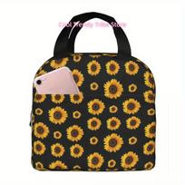 Sunflower Pattern Lunch Bags Insulated Bento Box Portable Lunch Tote Resuable Picnic Bags Cooler Thermal Bag for Woman Girl Work One Size