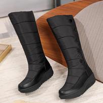 Autumn and winter new medium tube thick-soled snow boots women's cold-resistant large cotton shoes warm down boots 35