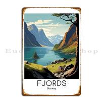 A Vintage Travel Illustration Of The Fjords Norway Metal Plaque Poster Printing Mural Garage Print Home Tin Sign Poster 20X30CM