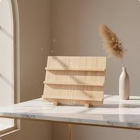 Ladder Design Jewelry Stand MultiTier Wooden Earring Card Display Wood Natural Wood 3-tier