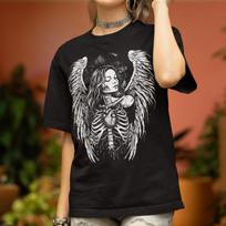 Dark Feminine Anatomical Angel T Shirt: Gothic Fallen Angel Skeleton Occult Art Tee 2XL