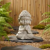 Meditating Buddha Statue Tranquil Decorative RockLook Sculpture Lightweight Resin