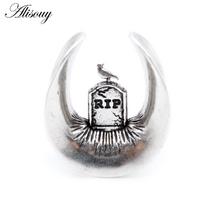 Alisouy 1PC Alloy Casting Cross Buddha Palm Bird Saddle Ear Tunnel Plug Expander Stretcher Gauges Earrings Piercing Body Jewelry 8mm