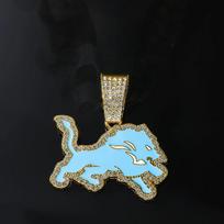 Men Women Hip Hop Blue Wolf Pendant Necklace With 13mm Crystal Cuban Chain HipHop Iced Out Bling Necklaces Fashion Charm Jewelry