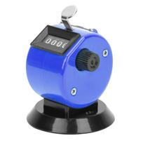 BERM Hand Tally Counter 4 Digits ABS Plastic Shell Mechanical Handheld Counting Tool with Hook Base mėlyna