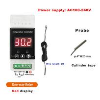 YB103TM din rail thermostat 220V with sensor Electronic thermometer Thermal relay incubator digital meter temperature controller 100-240V 1 way Relay