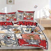 3pcs Tom & Jerry Bedding Set - Includes 1 Quilt Cover and 2 Pillowcases, Comfortable Bedding with Stylish Design for Bedroom, Machine Washab 135x200cm