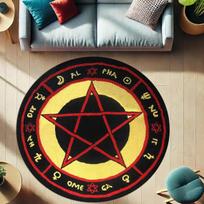 Generic The Love Witch Patterned Area Rug, Gothic Red, Black Pentagram Floor Mat Sofa Table Rugs Home Decor Room Rug 80x80cm