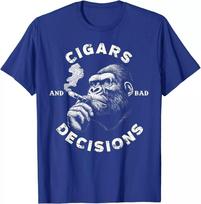 Funny Fun Monkey Cigars And Bad Decisions Gift Unisex T-Shirt L