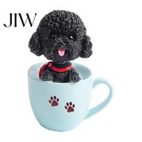 Car Aromatherapy Air Freshener Cup Shaking Head Dog Ornament, Resin Teddy Schnauzer Dashboard Heat Resistant Anti-slip Mat Decor, Interior D black