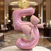 Shicai Pink Number Balloon Bow, Birthday Gift for Boys And Girls, First Birthday Party Decoration, Photo Prop, 5 Pieces