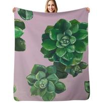 Succulents Throw Blanket Ultra Soft Flannel Fleece Blanket for All Seasons Size: 75*100cm, Weight: 230 GSM