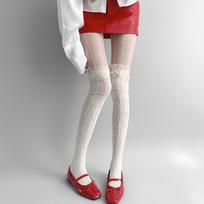 New Lolita Lace Edge Fishnet Thigh High Stockings Japanese Jk Y2K Retro Ballet Socks For Women Summer Overknee Hosiery Stockings One Size gray